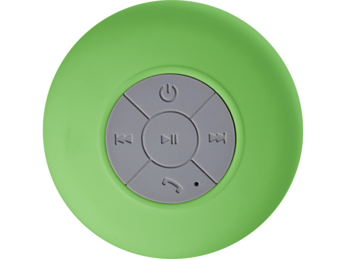 BT/Wireless-Lautsprecher 'Shower' aus Kunststoff – Limettengrün bedrucken, Art.-Nr. 019999999_7631