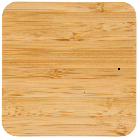 Leaf kabelloses 5W Ladepad aus Bambus und Stoff, natur, schwarz bedrucken, Art.-Nr. 12411800