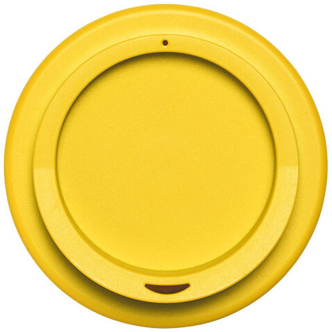 Americano® 350 ml Isolierbecher mit Schutzring, schwarz, gelb bedrucken, Art.-Nr. 21000228