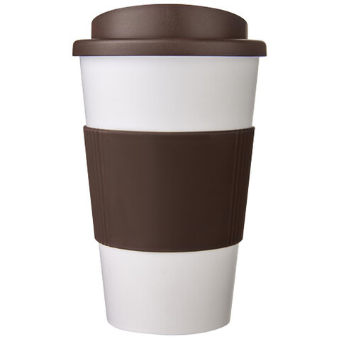 Americano® 350 ml Isolierbecher mit Schutzring, weiss, braun bedrucken, Art.-Nr. 21000231