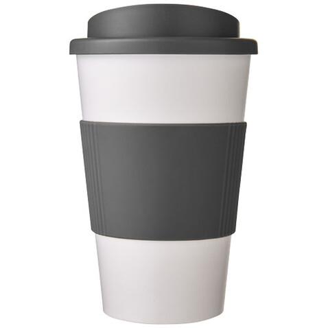 Americano® 350 ml Isolierbecher mit Schutzring, weiss, grau bedrucken, Art.-Nr. 21000232 Americano® 350 ml Isolierbecher mit Schutzring, weiss, grau bedrucken, Art.-Nr. 21000232