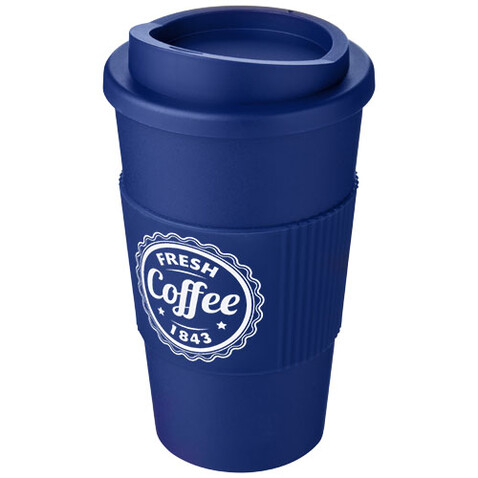 Americano® 350 ml Isolierbecher mit Schutzring, blau bedrucken, Art.-Nr. 21000234