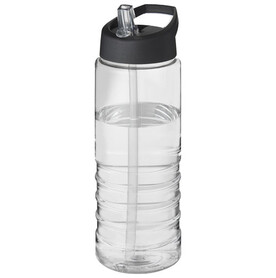 H2O Active® Treble 750 ml Sportflasche mit Ausgussdeckel, transparent, schwarz bedrucken, Art.-Nr. 21087700