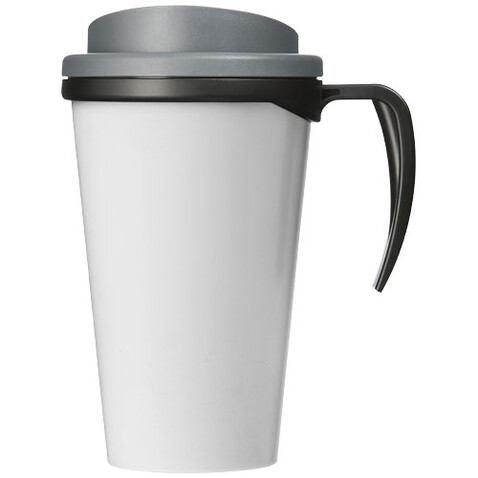 Brite-Ameriano® Grande 350 ml Isolierbecher, schwarz, grau bedrucken, Art.-Nr. 21000624