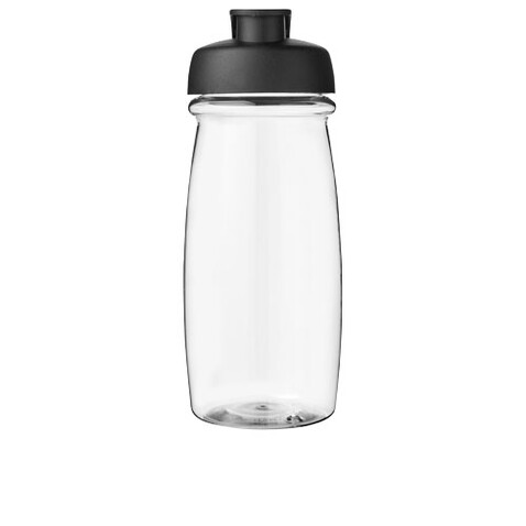 H2O Active® Pulse 600 ml Sportflasche mit Klappdeckel, transparent, schwarz bedrucken, Art.-Nr. 21005415