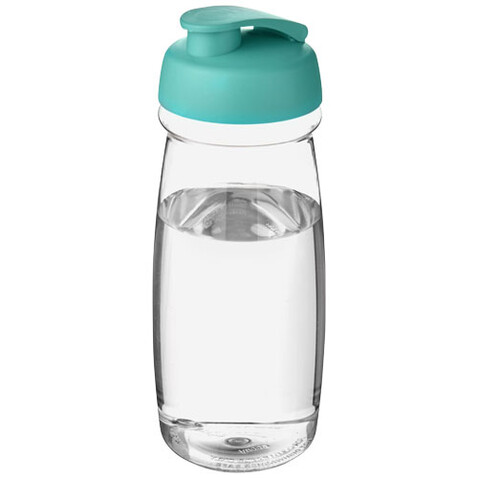 H2O Active® Pulse 600 ml Sportflasche mit Klappdeckel, transparent, aquablau bedrucken, Art.-Nr. 21005420