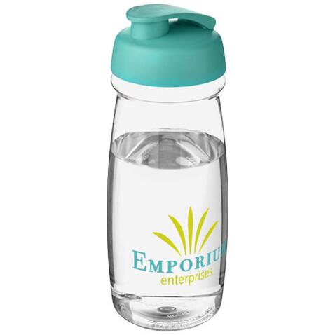 H2O Active® Pulse 600 ml Sportflasche mit Klappdeckel, transparent, aquablau bedrucken, Art.-Nr. 21005420
