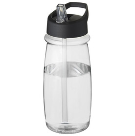 H2O Active® Pulse 600 ml Sportflasche mit Ausgussdeckel, transparent, schwarz bedrucken, Art.-Nr. 21088200