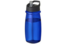 H2O Active® Pulse 600 ml Sportflasche mit Ausgussdeckel, blau, schwarz bedrucken, Art.-Nr. 21088204