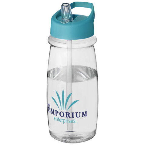 H2O Active® Pulse 600 ml Sportflasche mit Ausgussdeckel, transparent, aquablau bedrucken, Art.-Nr. 21088213
