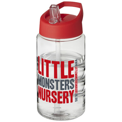 H2O Active® Bop 500 ml Sportflasche mit Ausgussdeckel, transparent, rot bedrucken, Art.-Nr. 21088310