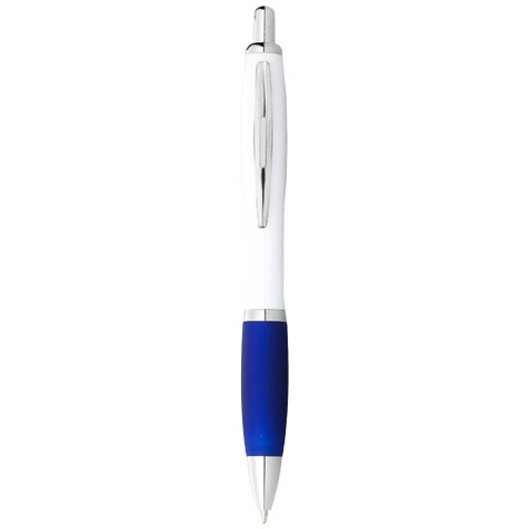 Nash Kugelschreiber weiß mit farbigem Griff, weiss, royalblau bedrucken, Art.-Nr. 10637100