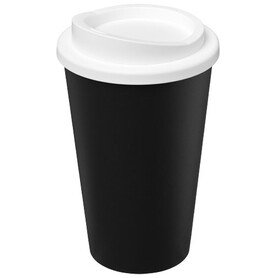 Americano® Eco 350 ml recycelter Becher, schwarz, weiss bedrucken, Art.-Nr. 21042200