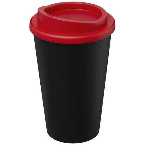 Americano® Eco 350 ml recycelter Becher, schwarz, rot bedrucken, Art.-Nr. 21042203
