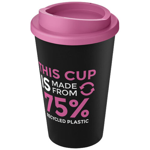 Americano® Eco 350 ml recycelter Becher, schwarz, rosa bedrucken, Art.-Nr. 21042204