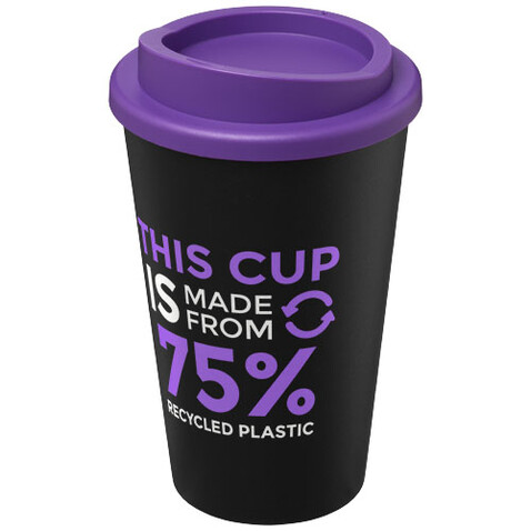 Americano® Eco 350 ml recycelter Becher, schwarz, lila bedrucken, Art.-Nr. 21042205