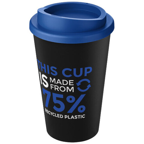 Americano® Eco 350 ml recycelter Becher, schwarz, mittelblau bedrucken, Art.-Nr. 21042207 Americano® Eco 350 ml recycelter Becher, schwarz, mittelblau bedrucken, Art.-Nr. 21042207