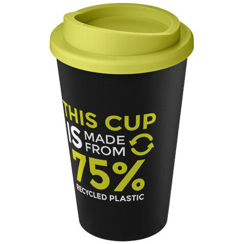 Americano® Eco 350 ml recycelter Becher, schwarz, limone bedrucken, Art.-Nr. 21042209