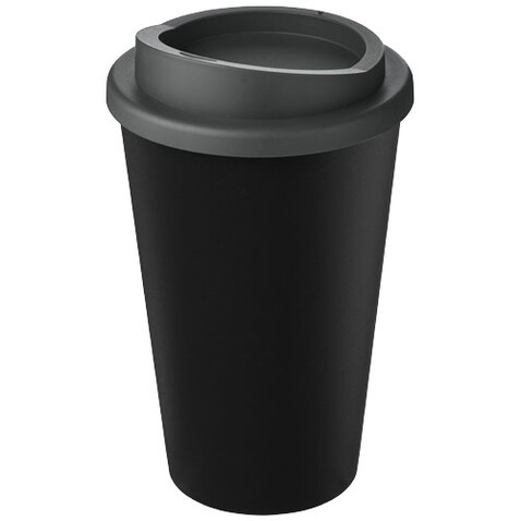 Americano® Eco 350 ml recycelter Becher, schwarz, grau bedrucken, Art.-Nr. 21042211