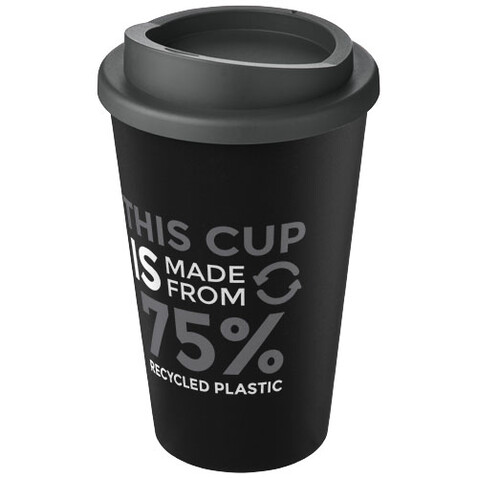 Americano® Eco 350 ml recycelter Becher, schwarz, grau bedrucken, Art.-Nr. 21042211
