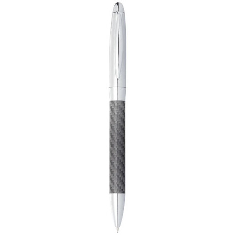 Winona Kugelschreiber mit Carbon Details, silber, grau bedrucken, Art.-Nr. 10606800