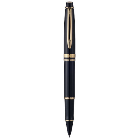 Waterman Expert Tintenroller (schwarze Mine), schwarz, gold bedrucken, Art.-Nr. 10650601