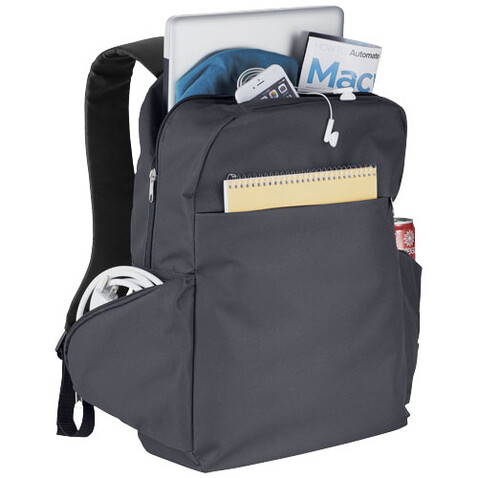 Slim 15&quot; Laptop-Rucksack 15L, kohle bedrucken, Art.-Nr. 12018602