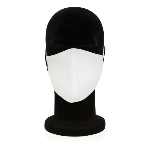 Wiederverwendbare 2-lagige Baumwoll-Gesichtsmaske weiß bedrucken, Art.-Nr. P265.893