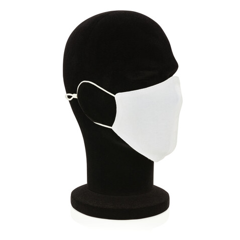 Wiederverwendbare 2-lagige Baumwoll-Gesichtsmaske weiß bedrucken, Art.-Nr. P265.893