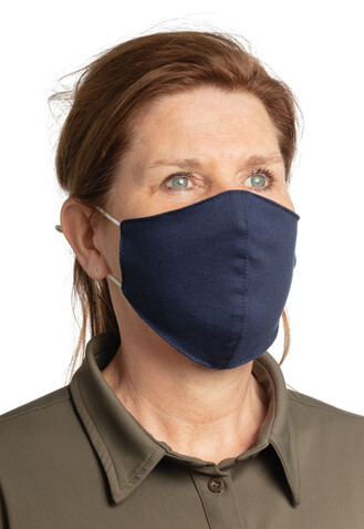 Wiederverwendbare 2-lagige Baumwoll-Gesichtsmaske navy blau bedrucken, Art.-Nr. P265.895