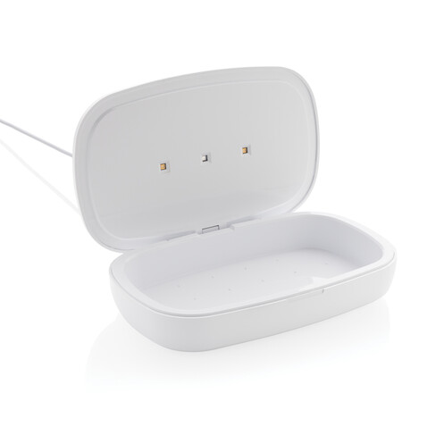 UV-C Sterilisations-Box mit 5W Wireless Charger weiß bedrucken, Art.-Nr. P301.113