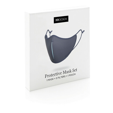 XD DESIGN Masken-Set navy blau, blau bedrucken, Art.-Nr. P265.875
