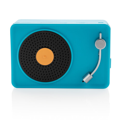 Mini Vintage kabelloser 3W Lautsprecher blau, schwarz bedrucken, Art.-Nr. P329.335