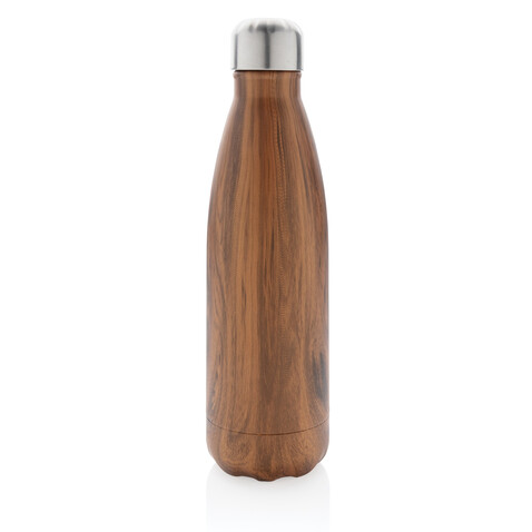 Vakuumisolierte Stainless Steel Flasche mit Holzoptik braun bedrucken, Art.-Nr. P436.489