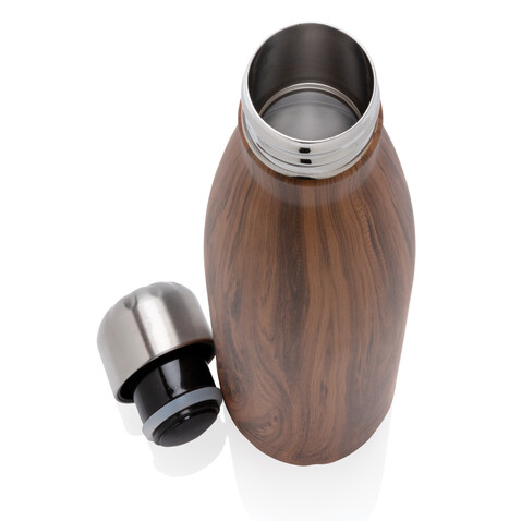 Vakuumisolierte Stainless Steel Flasche mit Holzoptik braun bedrucken, Art.-Nr. P436.489