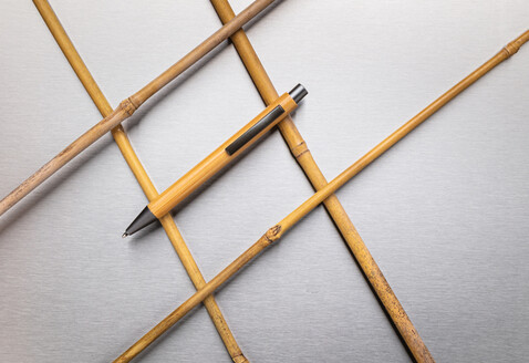 Slim Design Bambus Stift braun, silber bedrucken, Art.-Nr. P610.569
