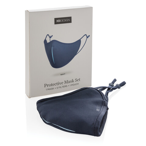 XD DESIGN Masken-Set navy blau, blau bedrucken, Art.-Nr. P265.875