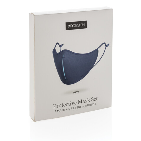 XD DESIGN Masken-Set navy blau, blau bedrucken, Art.-Nr. P265.875