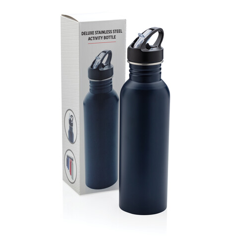 Deluxe Sportflasche aus Edelstahl navy blau bedrucken, Art.-Nr. P436.420