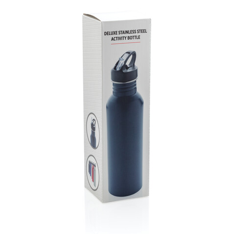 Deluxe Sportflasche aus Edelstahl navy blau bedrucken, Art.-Nr. P436.420