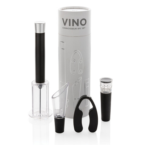 Vino Connoisseur 4-tlg. Set silber bedrucken, Art.-Nr. P911.032