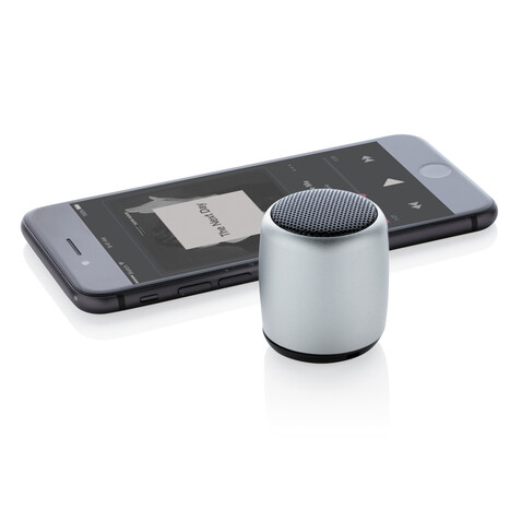 Kabelloser Mini-Lautsprecher aus Aluminium silber bedrucken, Art.-Nr. P329.392