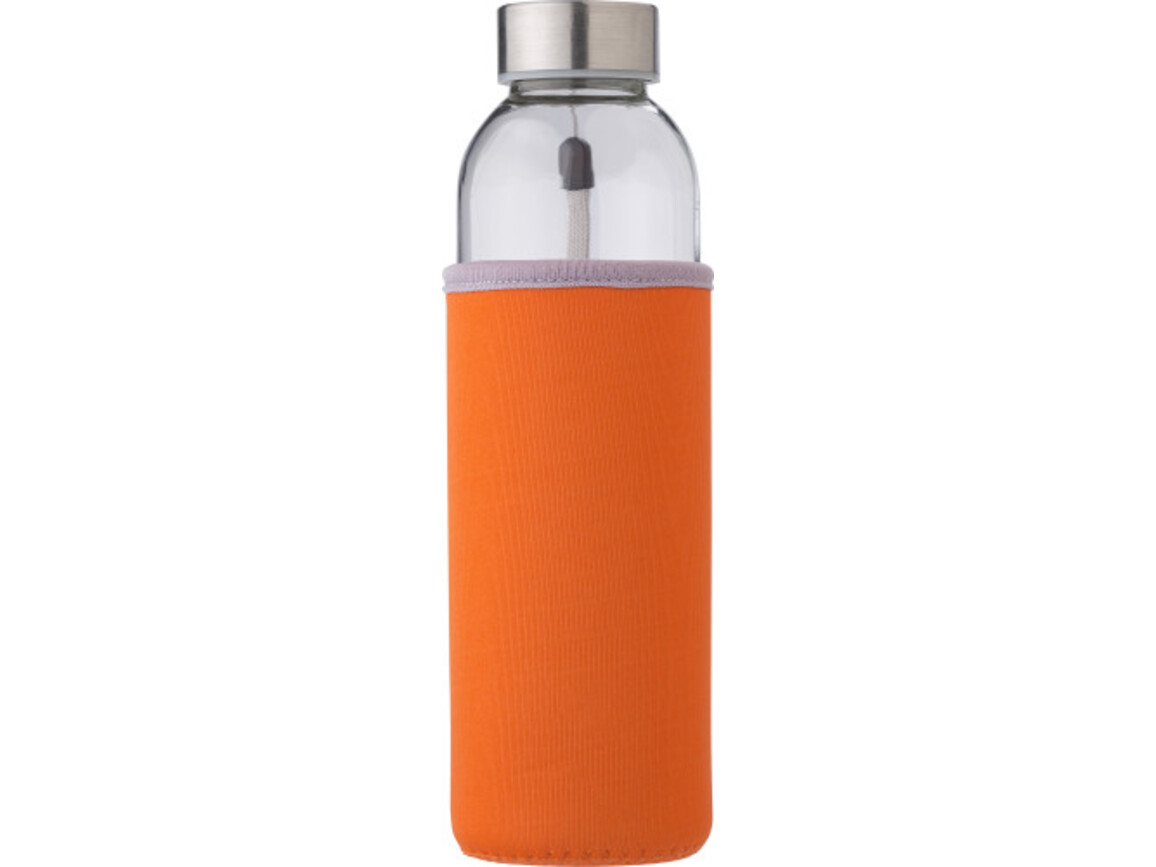 Glasflasche (500ml) mit einem Neoprenhülle Nika – Orange bedrucken, Art.-Nr. 007999999_9301