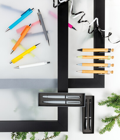 Deluxe Stifte-Set schwarz bedrucken, Art.-Nr. P610.571