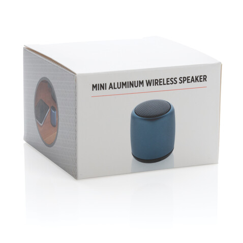 Kabelloser Mini-Lautsprecher aus Aluminium blau bedrucken, Art.-Nr. P329.395