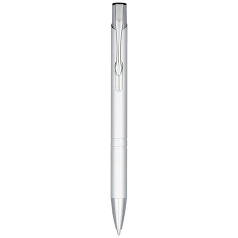 Moneta Druckkugelschreiber aus eloxierterm Aluminium (blaue Mine), silber bedrucken, Art.-Nr. 10716302