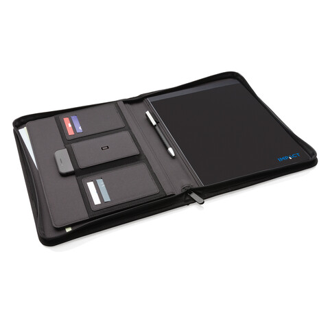 Impact AWARE™ RPET A4 Portfolio mit Reißverschluss schwarz bedrucken, Art.-Nr. P774.161