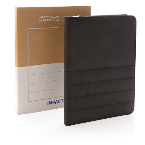 Impact AWARE™ RPET A4 Portfolio mit Reißverschluss schwarz bedrucken, Art.-Nr. P774.161