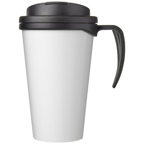 Brite-Ameriano® Grande 350 ml Isolierbecher mit auslaufsicherem Schraubverschluss, schwarz, schwarz bedrucken, Art.-Nr. 21042000