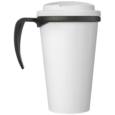 Brite-Ameriano® Grande 350 ml Isolierbecher mit auslaufsicherem Schraubverschluss, schwarz, weiss bedrucken, Art.-Nr. 21042001